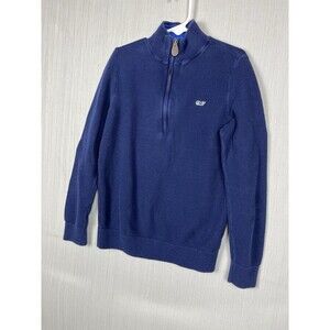 Vineyard Vines Boys S Mock Neck Quarter Zip Pullover Navy Cotton Preppy